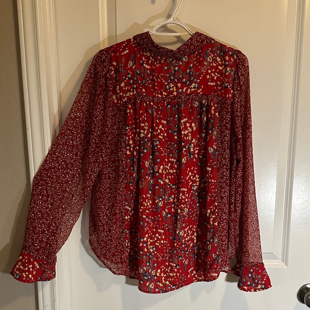 Umgee Red Floral Blouse - Picture 4 of 4